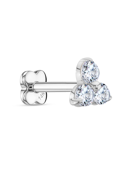 14K Gold & Triple Lab-Grown Diamond Piercing Stud