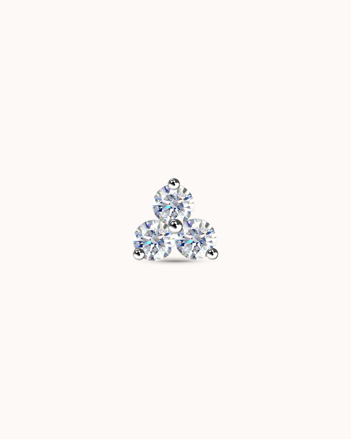 14K White Gold & Triple Lab-Grown Diamond Piercing Stud