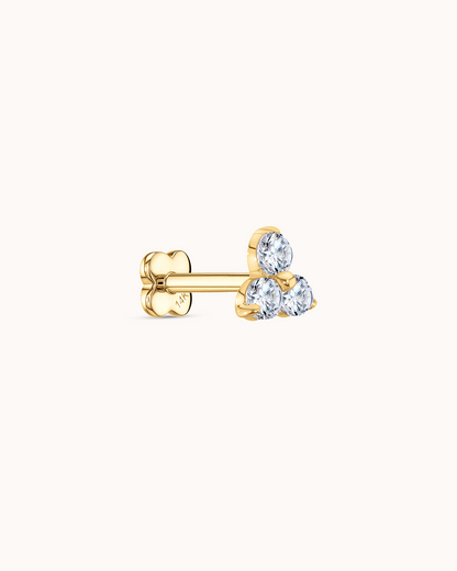 14K Gold & Triple Lab-Grown Diamond Piercing Stud