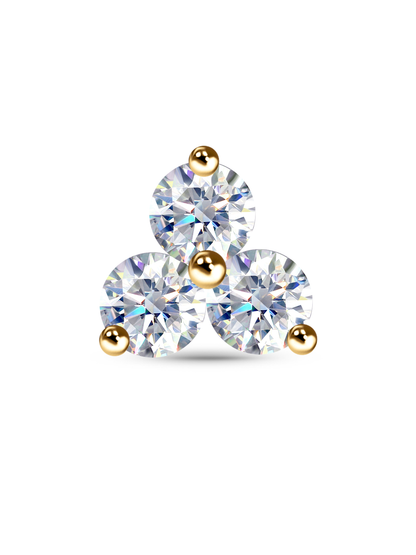 14K Gold & Triple Lab-Grown Diamond Piercing Stud