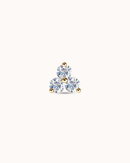 14K Gold & Triple Lab-Grown Diamond Piercing Stud