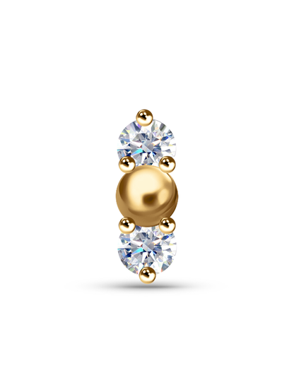14K Gold & Lab-Grown Diamond Ball Cluster Piercing Stud