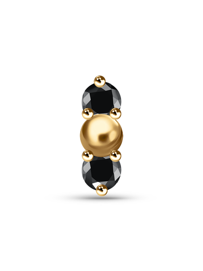 14K Gold & Black Lab-Grown Diamond Ball Cluster Piercing Stud