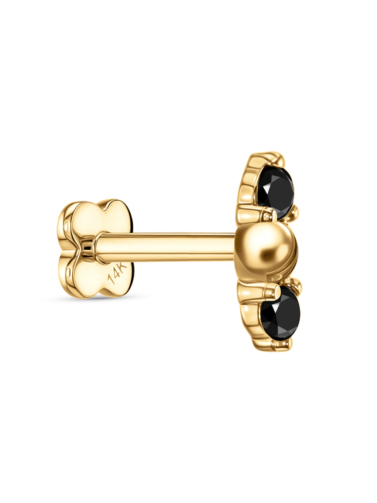 14K Gold & Black Lab-Grown Diamond Ball Cluster Piercing Stud