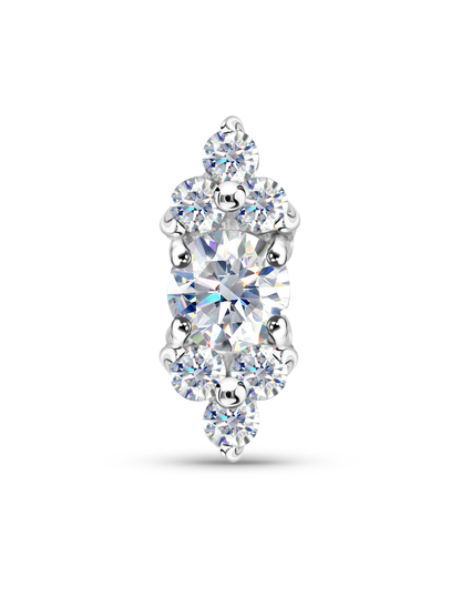14K Gold Lab-Grown Diamond & White Topaz Piercing Stud