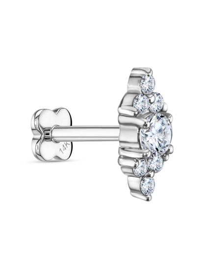 14K Gold Lab-Grown Diamond & White Topaz Piercing Stud