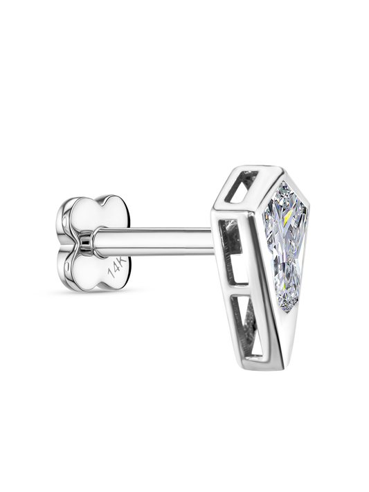 14K Gold Lab-Grown Diamond & White Topaz Kite Piercing Stud