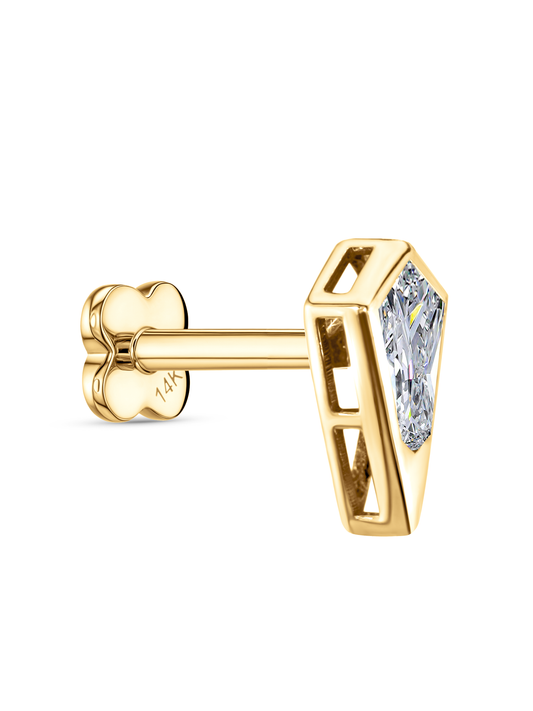 14K Gold Lab-Grown Diamond & White Topaz Kite Piercing Stud