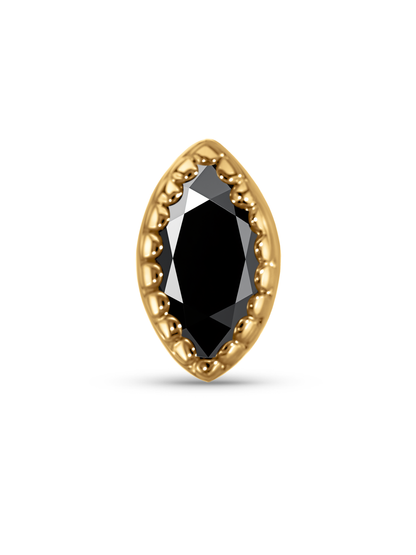14K Gold Navette Bezel Piercing Stud