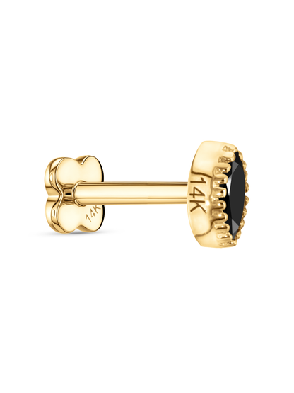 14K Gold Navette Bezel Piercing Stud