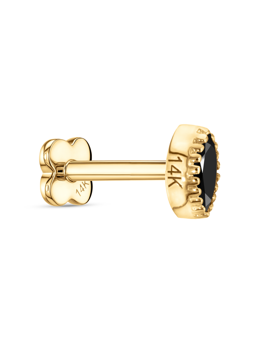 14K Gold Navette Bezel Piercing Stud
