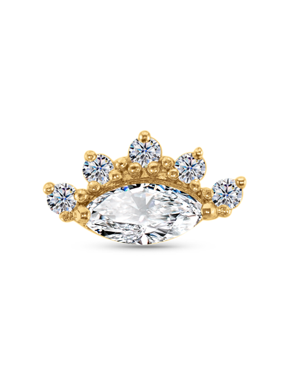 Fine 14K Gold Navette Eye Cluster Piercing Stud