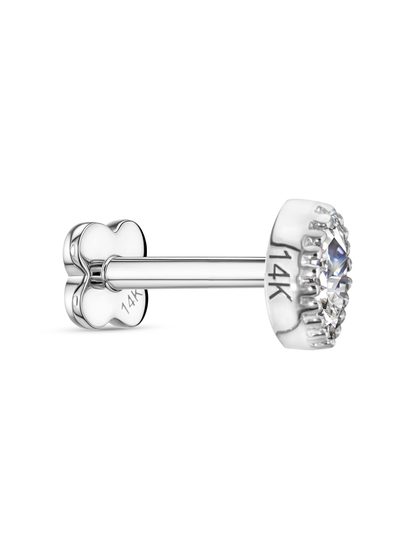 Fine 14K White Gold Topaz Eye Cluster Piercing Stud