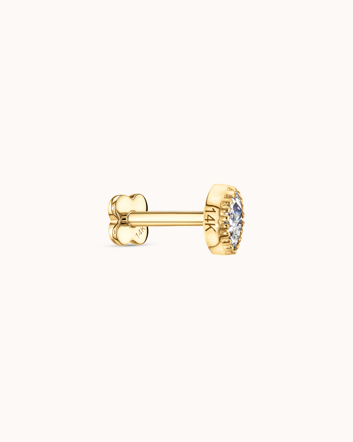 14K Gold Topaz Eye Cluster Piercing Stud