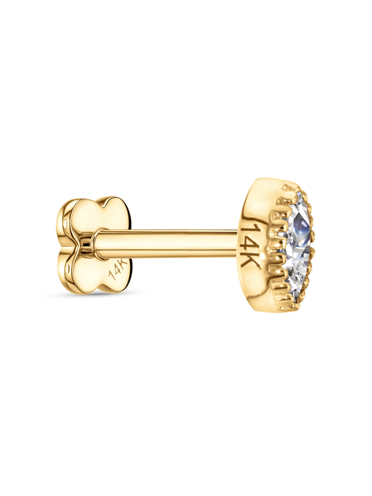 14K Gold Topaz Eye Cluster Piercing Stud