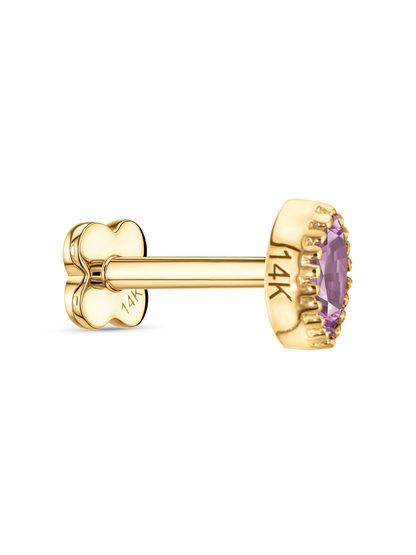 14K Gold & Pink Sapphire Eye Piercing Stud