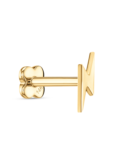 14K Gold Lightening Bolt Piercing Stud