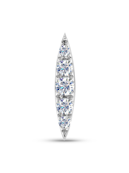 Fine 14K Gold & White Topaz Graduated Pavé Bar Piercing Stud