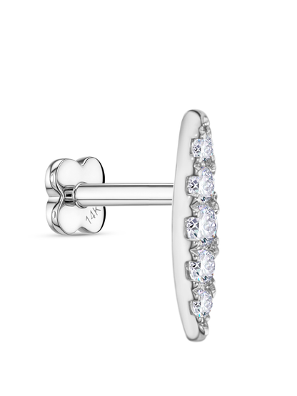 Fine 14K Gold & White Topaz Graduated Pavé Bar Piercing Stud