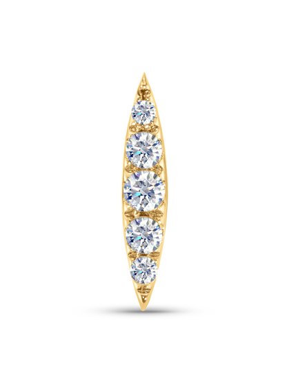 Fine 14K Gold & White Topaz Graduated Pavé Bar Piercing Stud