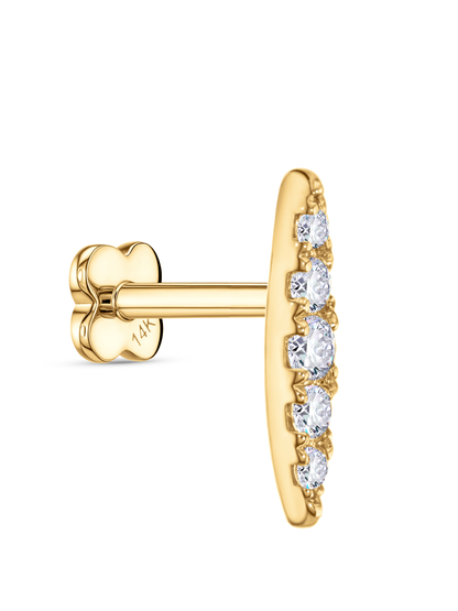 Fine 14K Gold & White Topaz Graduated Pavé Bar Piercing Stud