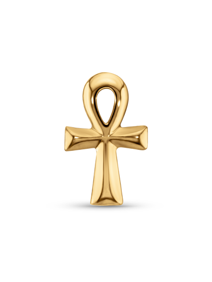 14K Gold Ankh Cross Piercing Stud