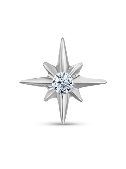 14K Gold & White Topaz Energy Star Piercing Stud
