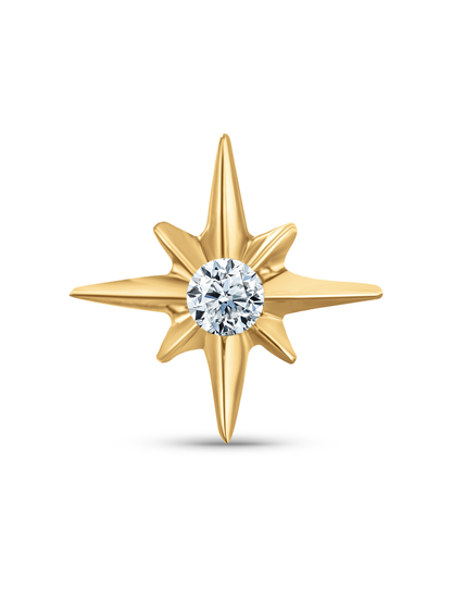 14K Gold & White Topaz Energy Star Piercing Stud