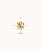 14K Gold & White Topaz Energy Star Piercing Stud
