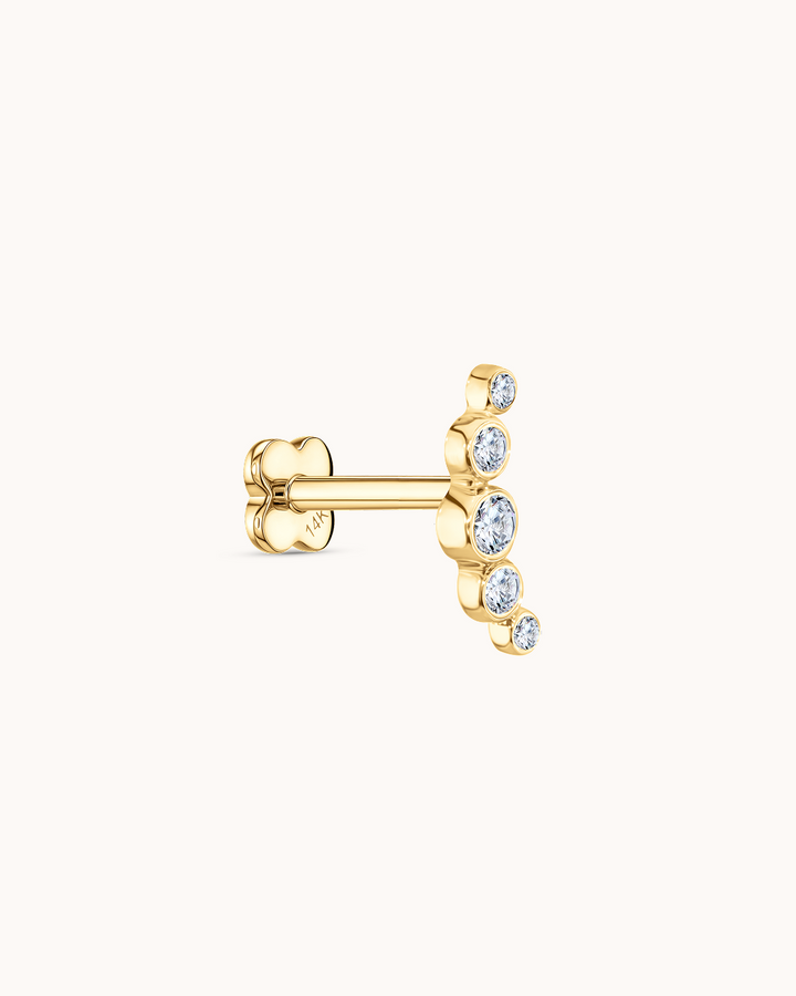 Fine 14K Gold & Lab-Grown Diamond Climber Bar Piercing Stud
