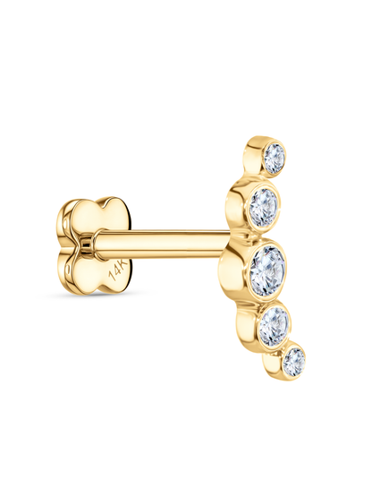 Fine 14K Gold & Lab-Grown Diamond Climber Bar Piercing Stud