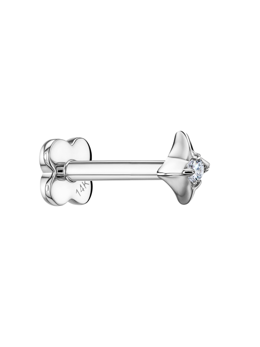 14K Gold & Lab-Grown Diamond Star Piercing Stud