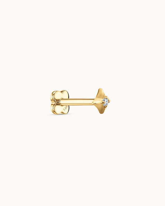 14K Gold & Lab-Grown Diamond Star Piercing Stud