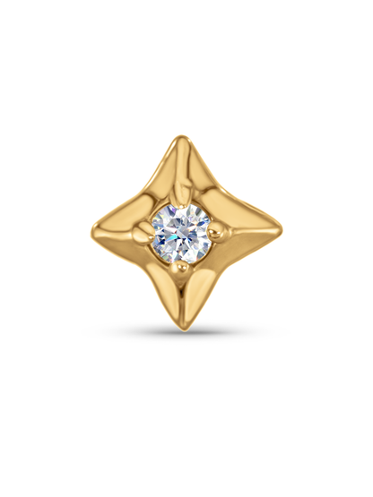 14K Gold & Lab-Grown Diamond Star Piercing Stud