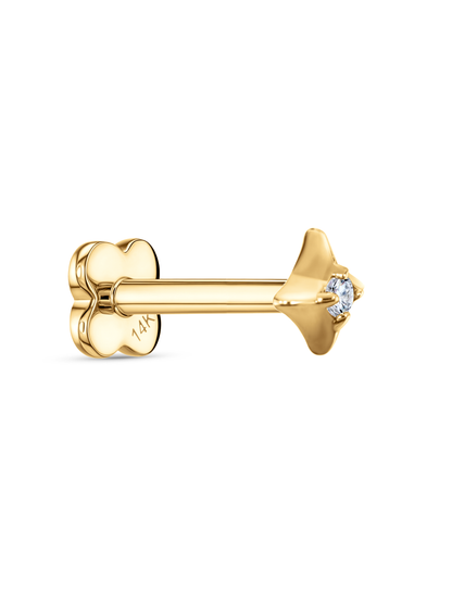 14K Gold & Lab-Grown Diamond Star Piercing Stud
