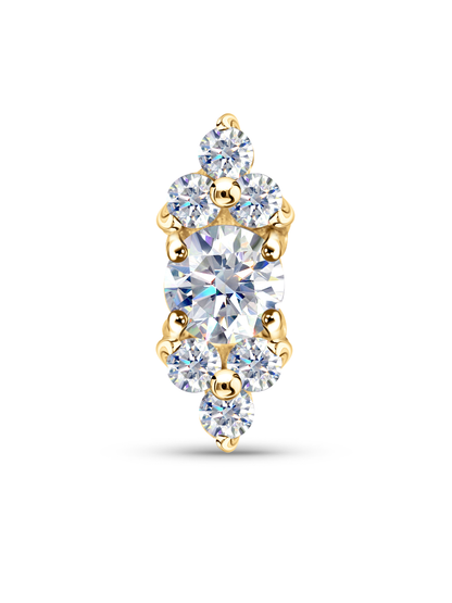 Fine 14K Gold Lab-Grown Diamond & White Topaz Piercing Stud