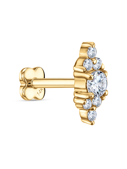 Fine 14K Gold Lab-Grown Diamond & White Topaz Piercing Stud