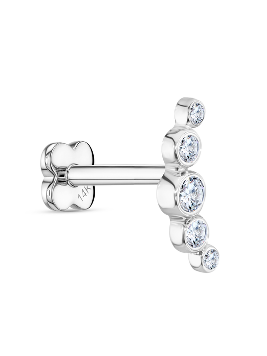 14K Gold & Lab-Grown Diamond Curve Bar Piercing Stud