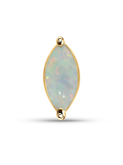 14K Gold Claw-Set Opal Navette Piercing Stud