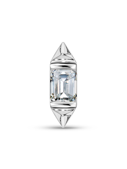 14K Gold & Baguette White Topaz 3D Piercing Stud