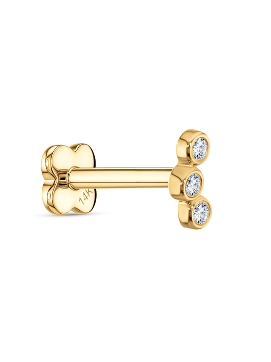 14K Yellow Gold & Lab-Grown Diamond Curve Bar Piercing Stud