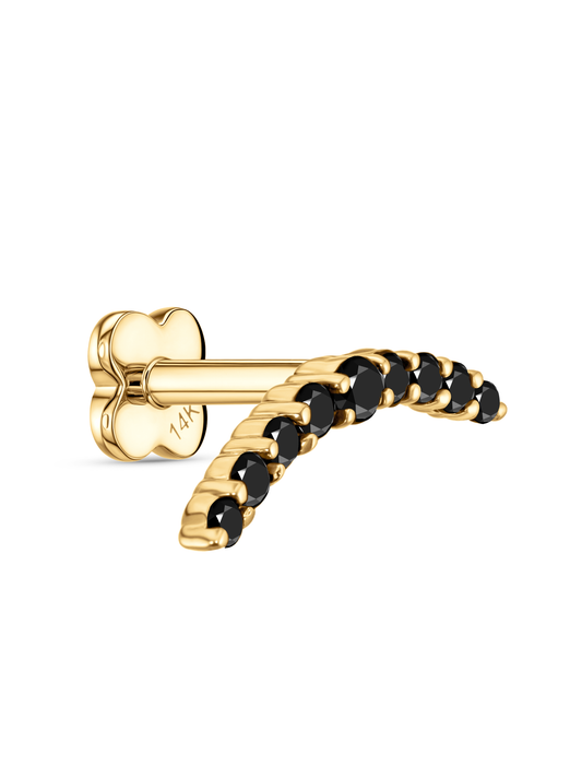 14K Gold Pavé Curve Bar Piercing Stud