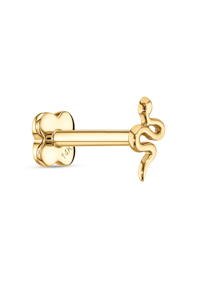 14K Gold Snake Piercing Stud