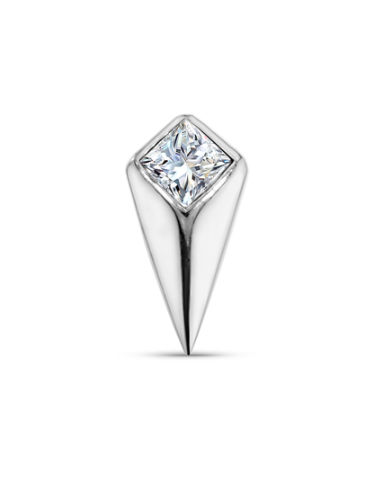 14K Gold & Square White Topaz 3D Spike Piercing Stud