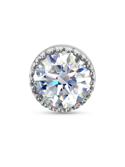 14K Gold & White Topaz Bezel Piercing Stud