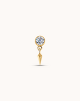 14K Gold & Round White Topaz Spike Drop Piercing Stud