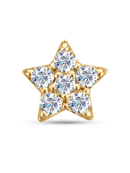 14K Gold & White Topaz Pavé Star Piercing Stud