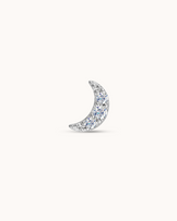 Fine 14K Gold & White Topaz Pavé Moon Piercing Stud
