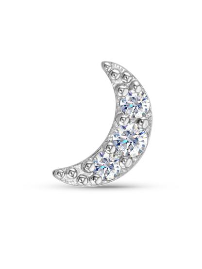 Fine 14K Gold & White Topaz Pavé Moon Piercing Stud