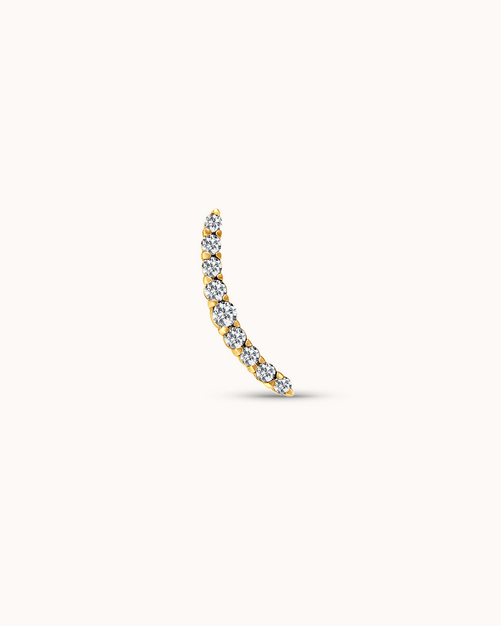 14K Gold & White Topaz Pavé Curve Bar Piercing Stud